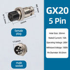 GX20 Aviation Connector 2/3/4/5/6/7/8 Pin Male Female Metal Plug Socket Push Pull Cable Connector Silver Plated Co