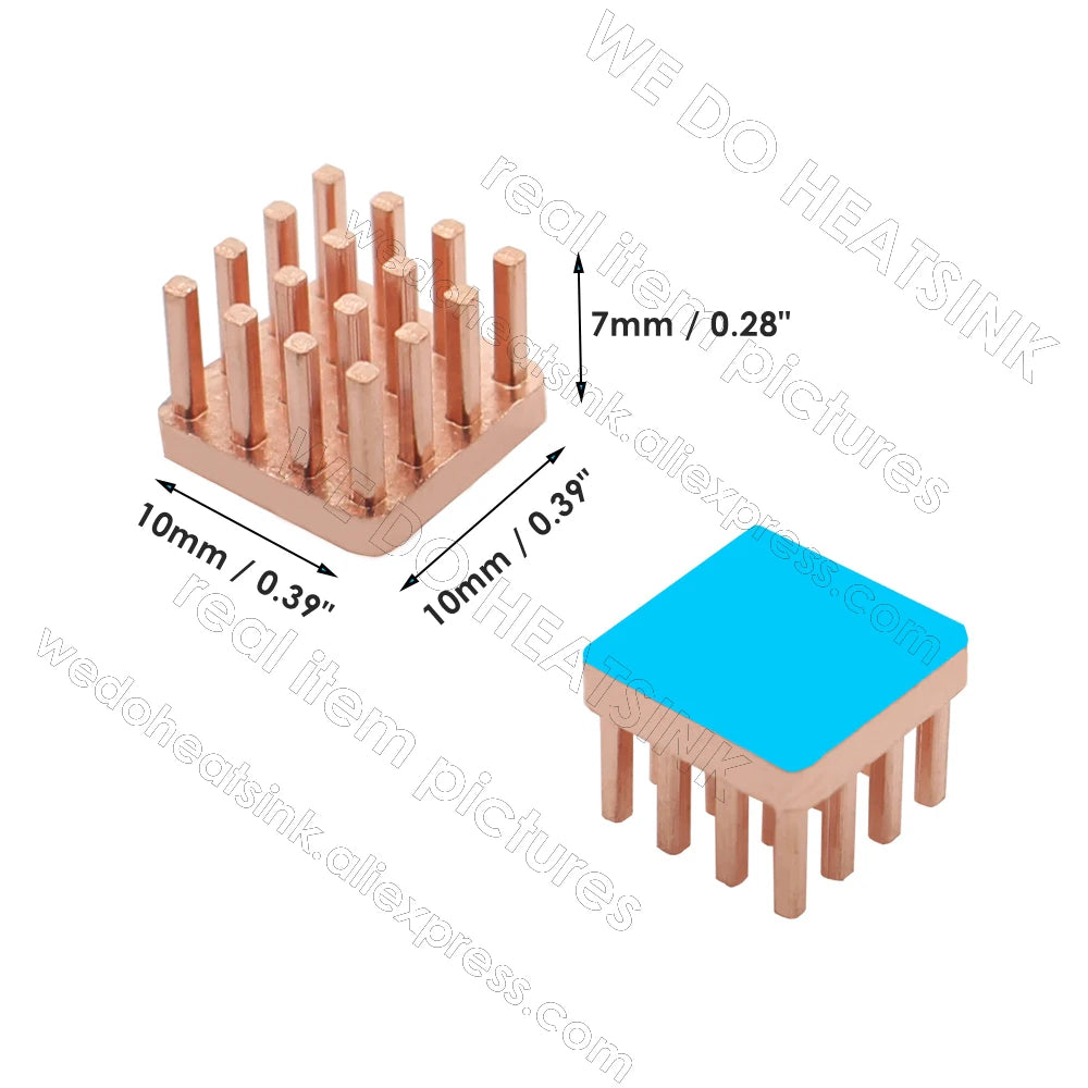 WE DO HEATSINK 10x10xmm 15x15x5mm 15x15x7mm Without or With Thermal Pad Square Pure Copper Heat Sink