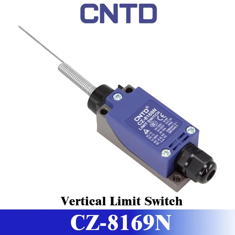 CNTD CZ-8169N 10A IP67 Spring Rod Vertical Limit Switch 250VAC 1NO 1NC SPDT Zinc Alloy Industrial Automation