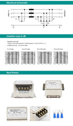EMI Filter 3 Phase 10A 20A 30A 40A 50A 60A Switch Power Supply Filter 110V 250V 380V 440V Switching Power Supply Wave Filter