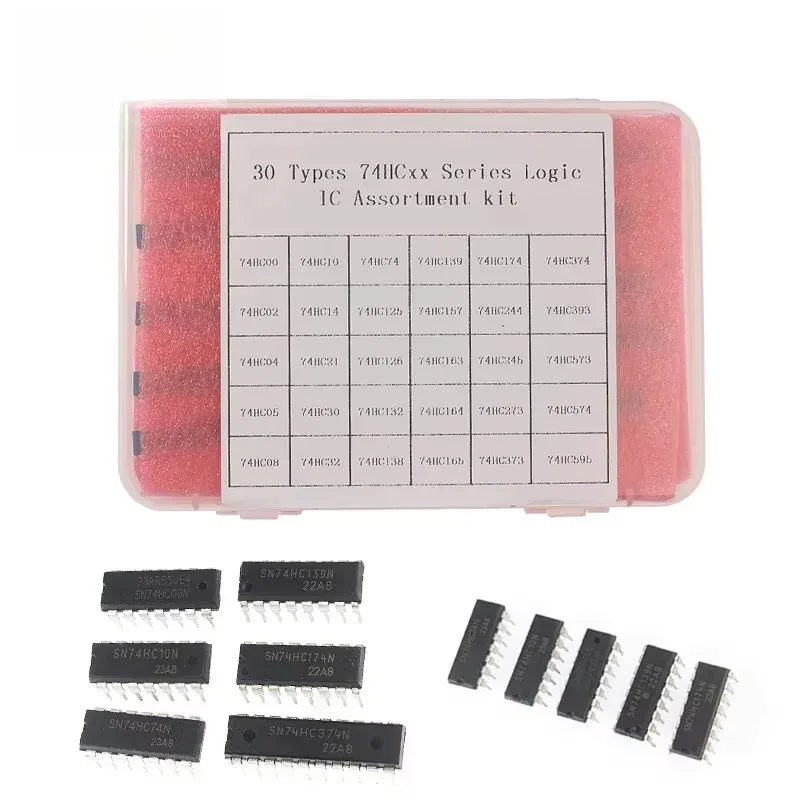 30pcs Logic IC Integrated Circuit 74HC Series Assortment Kit 74HC595 74HC573 74HC393 74HC00 74HC30 DIP Register Chip Driver
