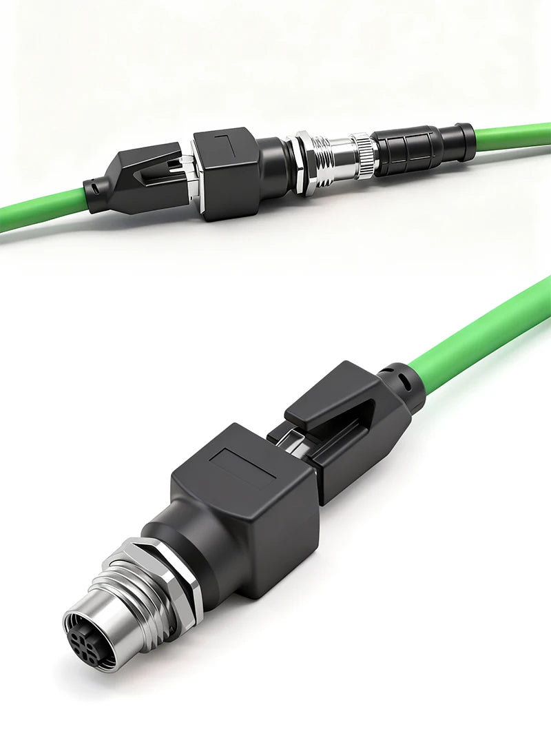 BYXGD M12 X-Code 8Pin A-Code D-Code 4Pin to RJ45 Panel Mount Adapter IP67 Waterproof Ethernet Connector Straight Angled Type