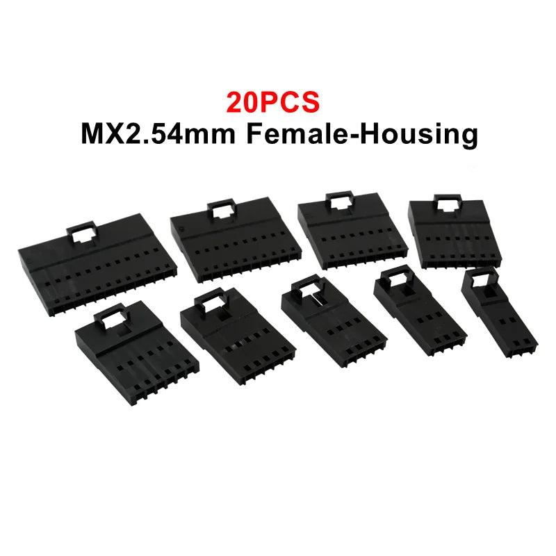 10Set(20PCS) MX2.54 Dupont Connector Housing With Lock Buckle 2.54mm Pitch Single Row 2P/3P/4P/5P/6P/7P/8P/10P/12P Docking Shell
