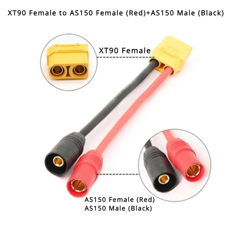 AS150 XT150 Male/Female To XT60 XT90 Plug DC Power Conversion Cable Connector 10AWG Silicone Wire Suitable for RC Batteries