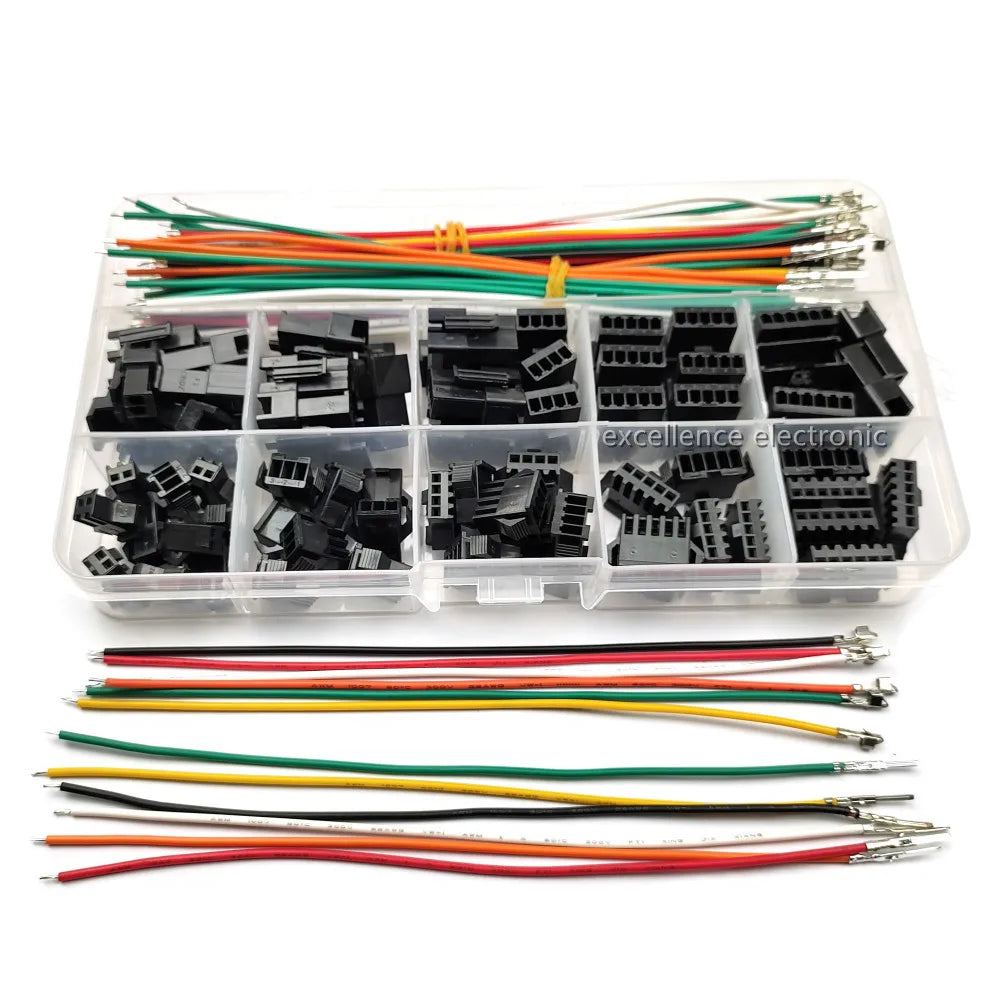SM 2.5mm Connectors Male Female Plugs Sockets with 22AWG Pre-Crimped Cable Wire Compatible with JST SM 2 3 4 5 6 Pin Housing Kit