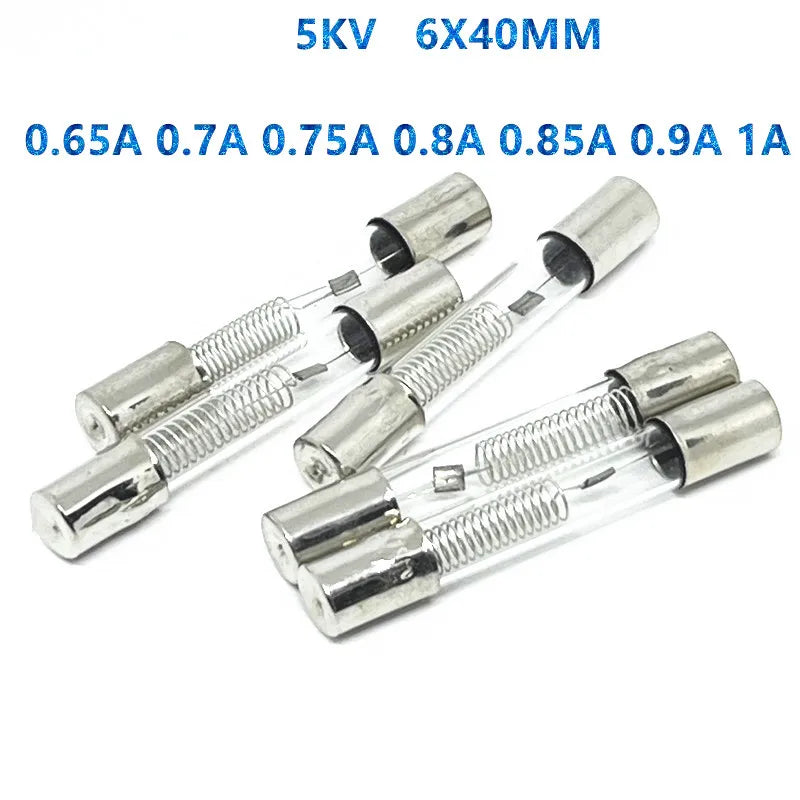 High-Pressure Fuse 5KV Special Microwave Oven Fuse 6X40MM 0.65A 0.7A 0.75A 0.8A 0.85A 0.9A 1A Glass Tube Fuse 5000V 700MA