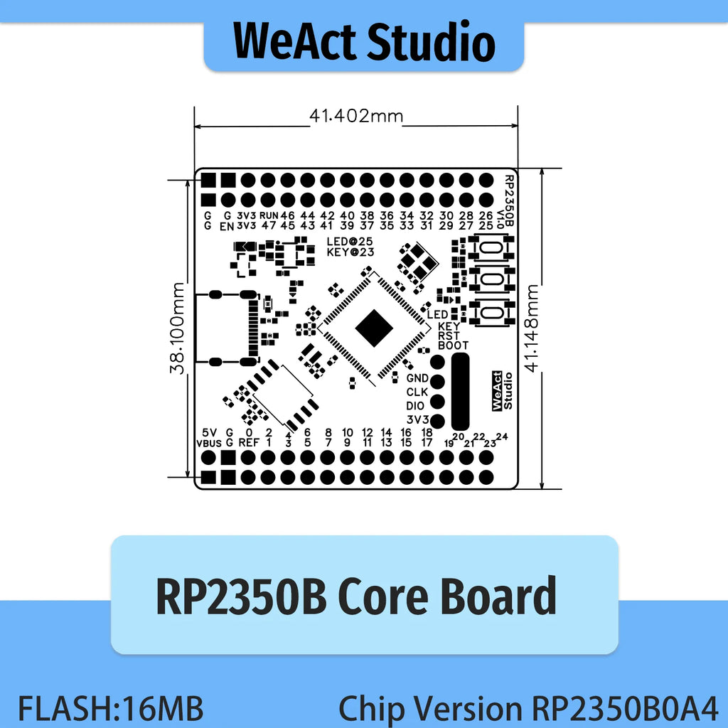 WeAct RP2350B Raspberry Pi RP2350B RISC-V Hazard3 520KByte SRAM 16MByte QSPI Flash 48GPIO All out New Version Chip RP2350B0A4