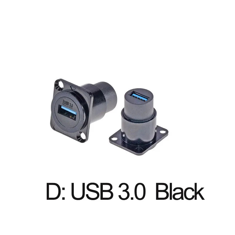 1PC Metal D Type Module RJ45 CAT6&USB 2.0/3.0&Type C&HDMI-Jack Socket Through Network Panel Mounting Electronic Connector
