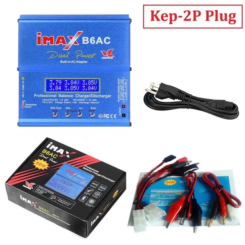80W IMAX B6 AC 2.0 RC Battery Balance Charger B6AC 2.0 7A For LiHv Lipo NiMH Li-ion Ni-Cd Digital LCD Digital Screen Charger