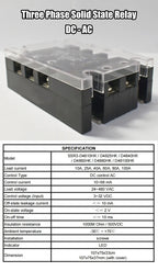 Three Phase Solid State Relay  DC Control AC 380V 3f SSR 40DA 10DA 25DA 80DA 100DA Module 3-32VDC Input 24-480VAC Load