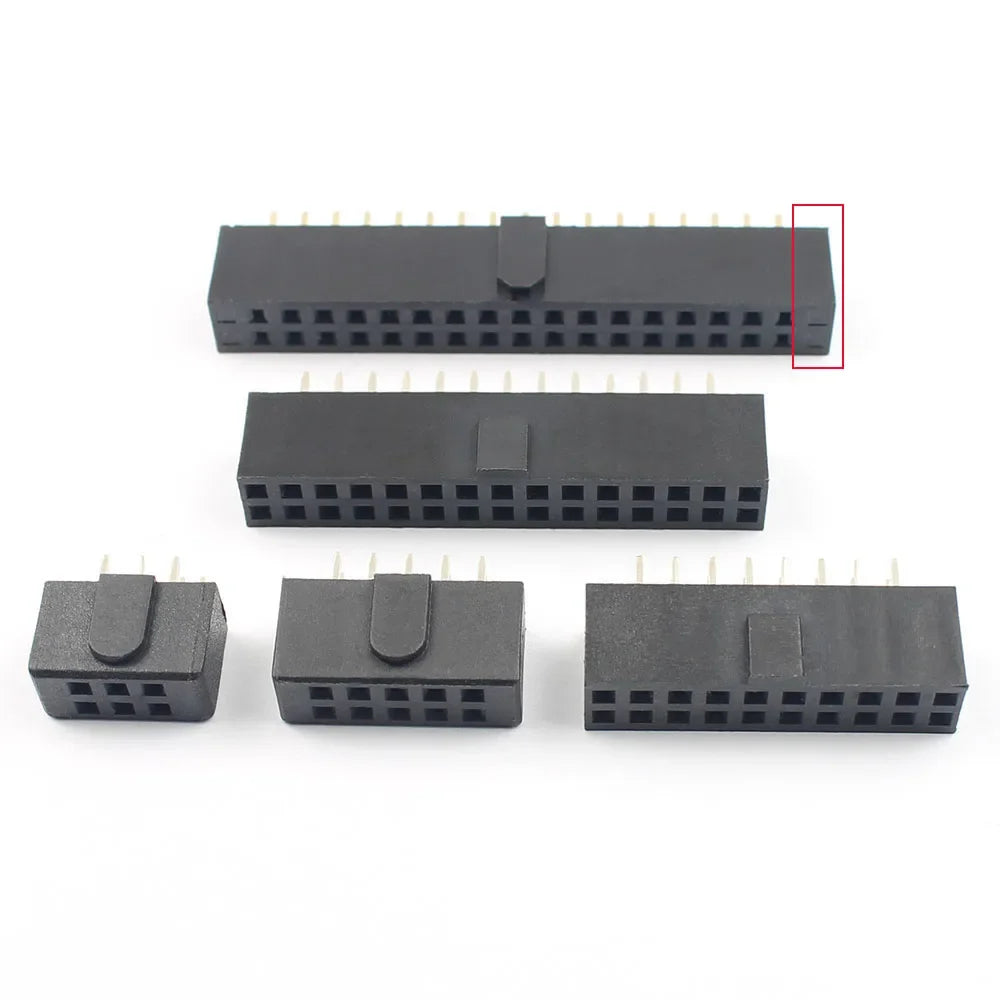 10pcs 2.54mm Pitch Female Header Strip 6/10/14/16/20/26/34/40/50 Pin Dual Straight DIP Polarizing Key Connector 6P 10P 40P 50P