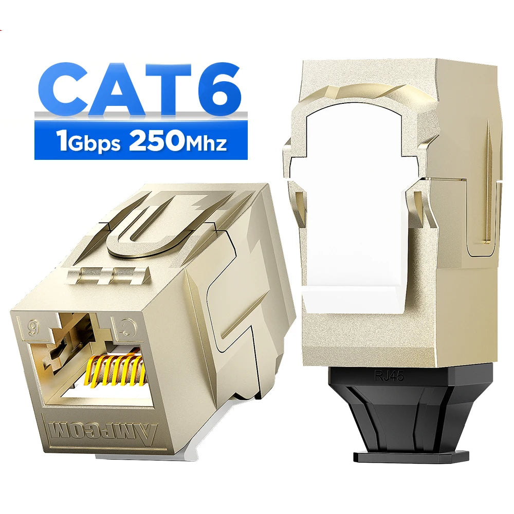 AMPCOM CAT7 RJ45 Inline Coupler Keystone Jack, CAT6A CAT6 Full Zinc-Alloy Shielded STP Feed-Through RJ45 Jacks Female to Female