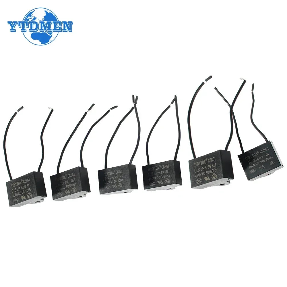 1/2/5PCS CBB61 Motor Run Capacitor 450V AC Fan Capacitors 0.8/1/1.2/1.5/1.8/2/2.5/4/5/6/8/10UF for Ceiling Fan & Air Conditioner
