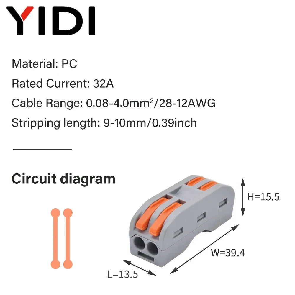 5pcs/lot Splitter Cable Push-in Lever Connection Terminal Block 1 In Multiple Out Combined Compact Quick Splice Wire Connector