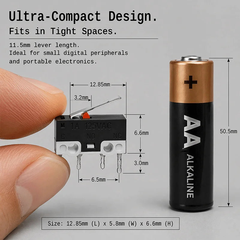 Mini Micro Limit Switch C NO NC 3 Pins PCB Terminals SPDT 1A 125V Roller Arc Lever Snap Action Push Micro Mouse Switches