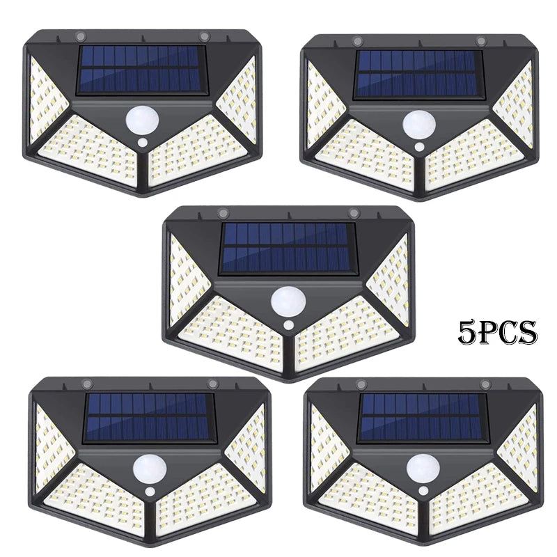 1-12 Pack Solar Lights Outdoor 100 LED Wall Lamp Motion Sensor Lights Waterproof Solar Street Light for Garden Porch Yard Garage