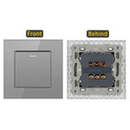 JHJCH - 1 Gang 1/2 Way Stair Switch, Tempered Glass Panel, Rocker Light Switch, On / Off Switch, Toggle Wall Switch