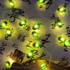 20L 6.5ft Christmas Light Copper Wire String Decoration Lights Festive Green Monster Design for Holiday Lighting