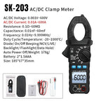 Clamp Meter Digital Multimeter 6000 Counts AC/DC Voltage Current NCV Resistance Capacitance Electrician Test Tool