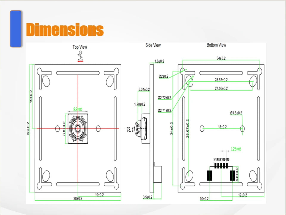 1/2.8-inch IMX298 CMOS 16MP HD USB2.0 Camera Module Autofocus 78.4 degree UVC-compliant, Plug and Play For face recognition