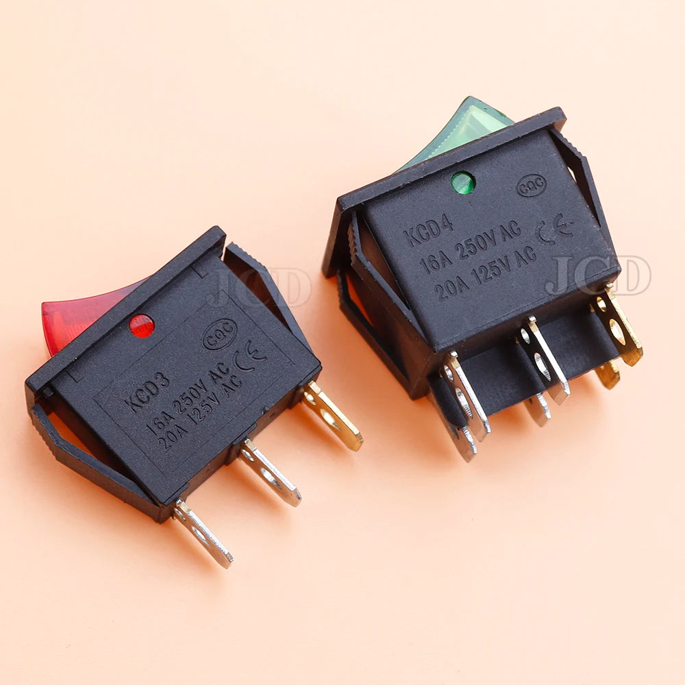 1 Piece KCD4 KCD3  6PIN 3PIN 16A 250V 20A 125V Double Light Switch Rocker Switch Waterproof ON-OFF  Boat Power Switch