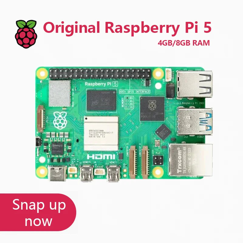 Official Original Raspberry Pi 5 Cortex-A76 Linux 2GB 4GB 8GB 16GB Arm Board Python Programlama PCIe Gigabit Ethernet USB3.0
