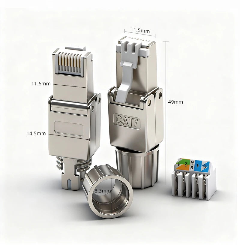 BYXGD Toolless RJ45 Connectors 100Mbps 1000Mbps 10Gbps Tool Free Reusable Cat5e Cat6a Cat7 Metal Plug Ethernet Plug Shielding