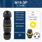IP68 M16 Waterproof Connector,Electric Junction Box 2/3Pin Screw connection Solderless For 3-10mm Cable,Adapter terminal Outdoor