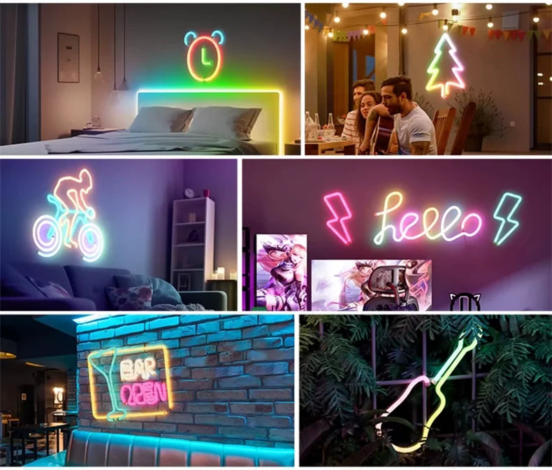 360 Glow Round RGB Neon LED Woven Strip Light 24key Bluetooth APP Remote Control 5V USB WS2812B Music Sync Waterproof Rope Decor