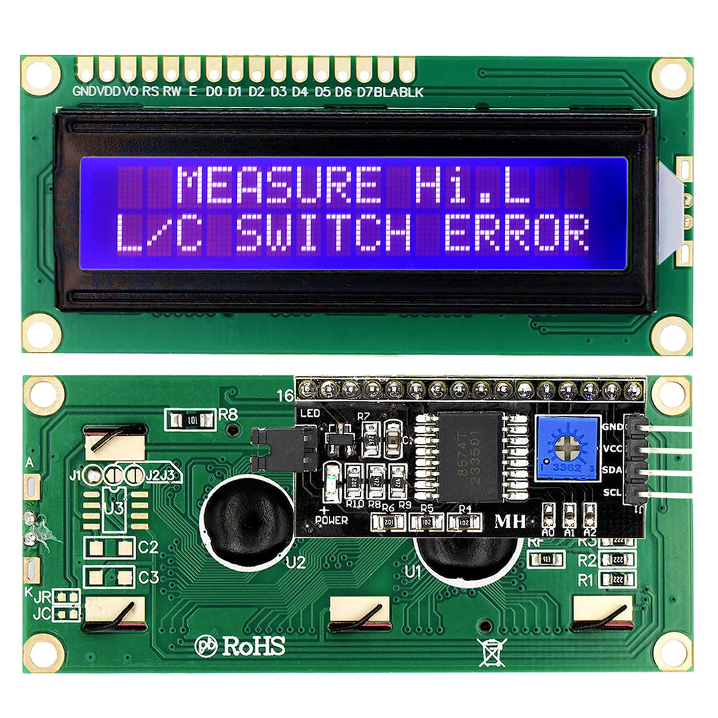 LCD1602 1602 LCD Module 16x2 Character LCD Display PCF8574T PCF8574 IIC I2C Interface 5V Blue / Yellow Green Screen for Arduino