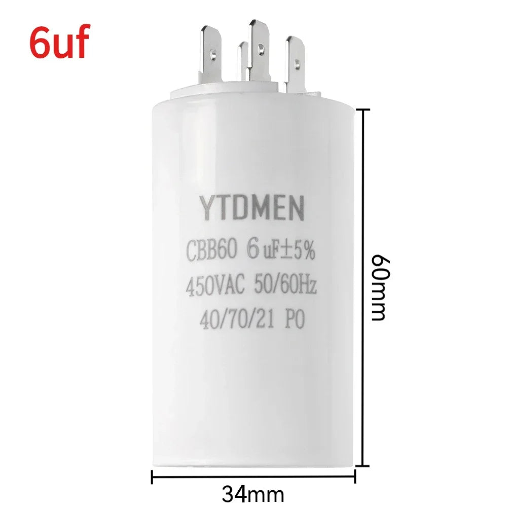 CBB60 450VAC 4~60μF ±5% 4-Pin Double Insert Motor Run Capacitor for Air Conditioner/Refrigerator/Pump，50/60Hz
