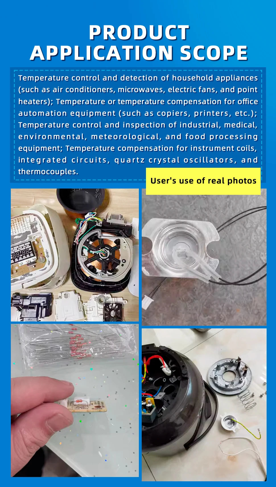 20Pcs Glass Sealed Thermistor Resistor NTC MF58 3950 B 5% 5K 10K 15K 50K 100K 200K 500K Ohm Induction Cooker Temperature Sensor