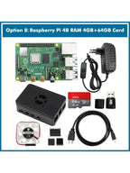 Raspberry Pi 4 8G 4G 2G Starter Kit - 32 64 GB Edition, Raspberry Pi 4 Case with PWM Fan, Power Supply, HDMI Cables for  Pi 4B