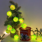 Luminous Xmas Bauble Fairy String Lights, Multipattern Printed Christmas Ball LED Garland, Whimsical Neon Tone Festive Lighting