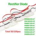 50/100PCS 1N4001 1N4004 1N4007 1N5404 1N5408 1N4148 1N5822 1N5819 DO-41 DO-27 Schottky Rectifier Diode Switching Diodes Kit