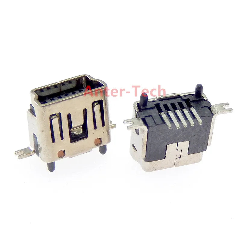 5PCS Mini USB Type B 5 Pin DIP Vertical Leg Female PCB 180 degree Socket Connector V3 Micro USB Short paragraph