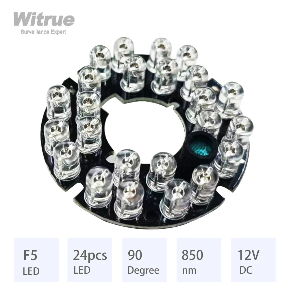 Witrue IR LED Board 24 Grain 850nm 90 Degree Diameter 44MM CCTV Accessoriesfor Surveillance Security Cameras