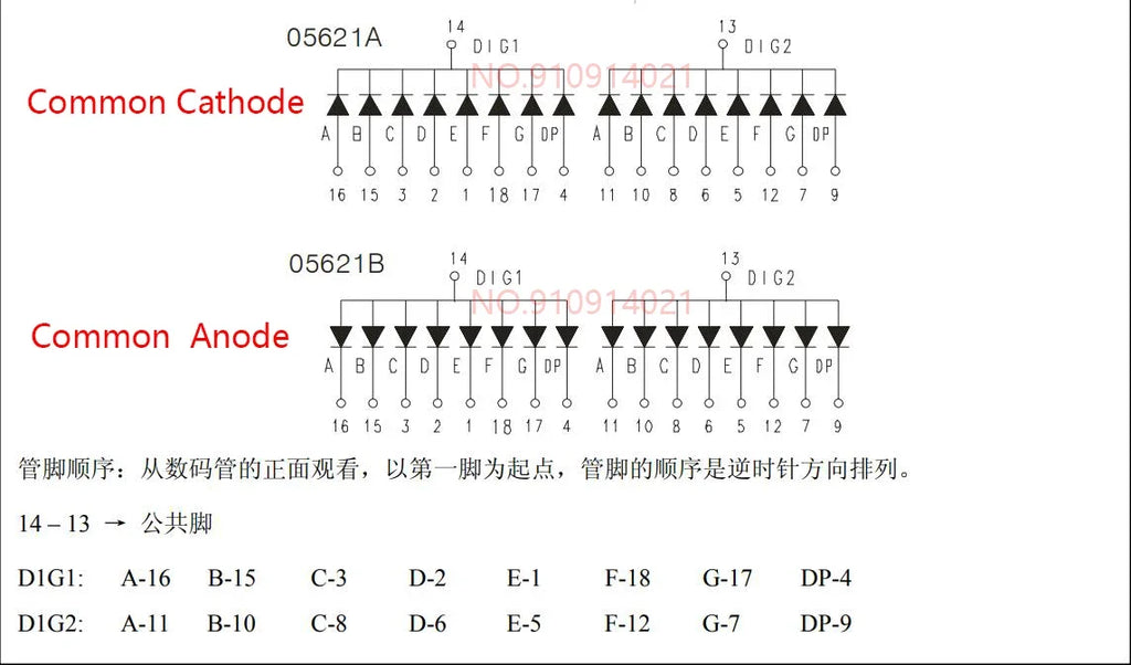 5PCS 0.28/0.36/0.4/0.56 inch 0.36inch 7 Segment 1/2/3/4 Bit Red Digital Tube Common Cathode/Anode LED Digit Display 1Bit/2Bit
