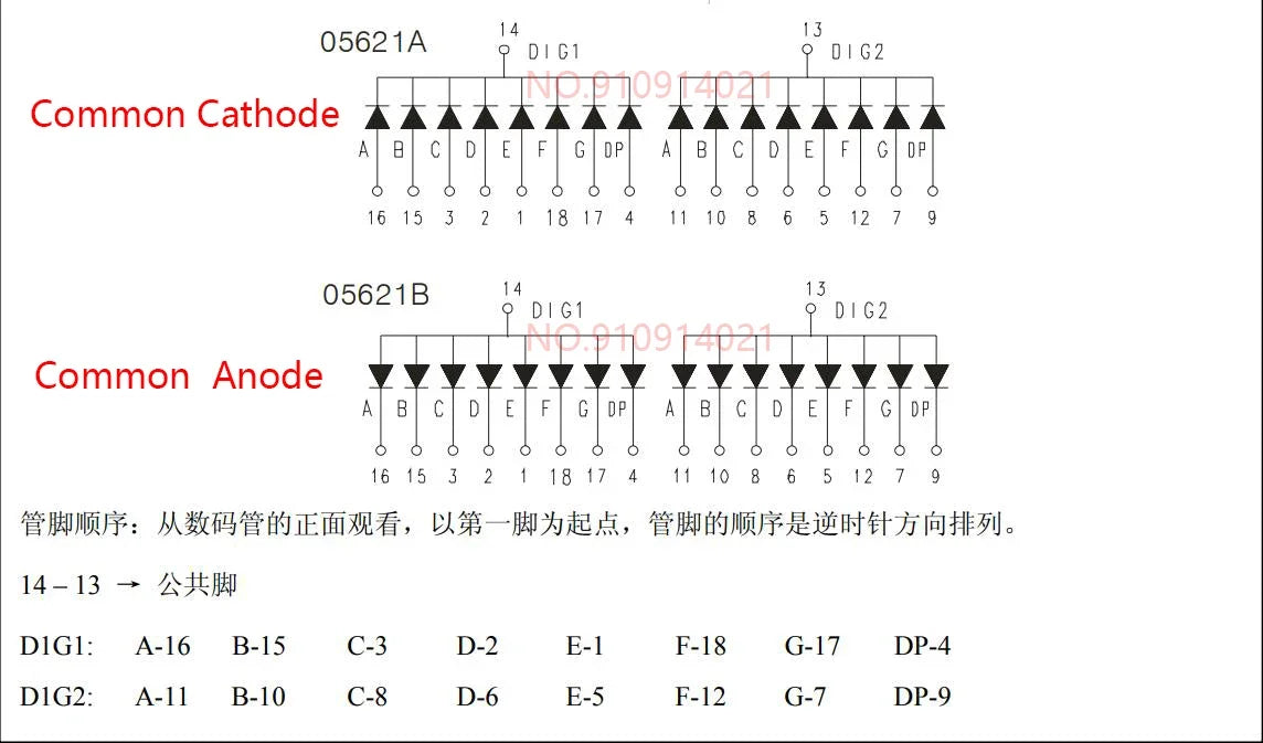 5PCS 0.28/0.36/0.4/0.56 inch 0.36inch 7 Segment 1/2/3/4 Bit Red Digital Tube Common Cathode/Anode LED Digit Display 1Bit/2Bit
