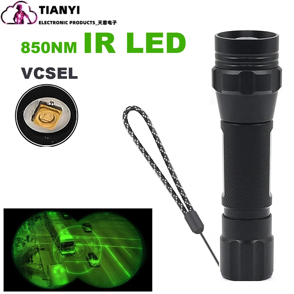 IR 850nm&940nm Latest Infrared Chip LED Zoom Night Vision Infrared Fill Light Tactical Hunting Zoom Flashlight IR Lighting Light