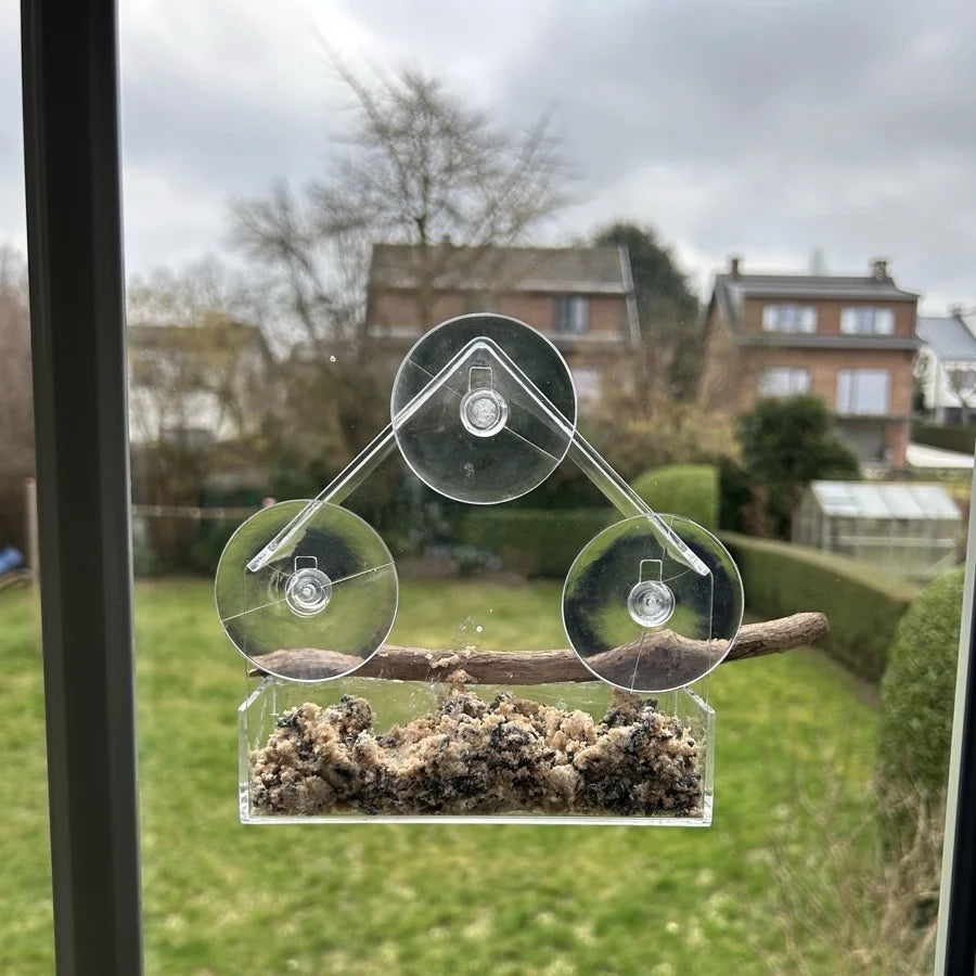 Transparent Bird Feeder Birds House for Outdoor Window Bird Feeder with Strong Suction Cups for Wild Birds, Cardinal Bluebird