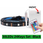 DC 5V 5050 RGB Strip LED Light Battery Powed Waterproof Ribbon Tape Stable Led Strips Indoor Outdoor Decoration Remote Control