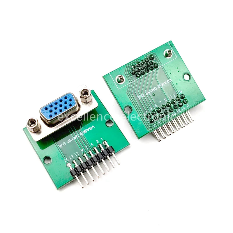 1/2/5pcs Vertical VGA D-sub DR15 Test Board with Screws, DIP 2.54mm Pitch Pin Header PCB Adapter Module, Male/Female Socket