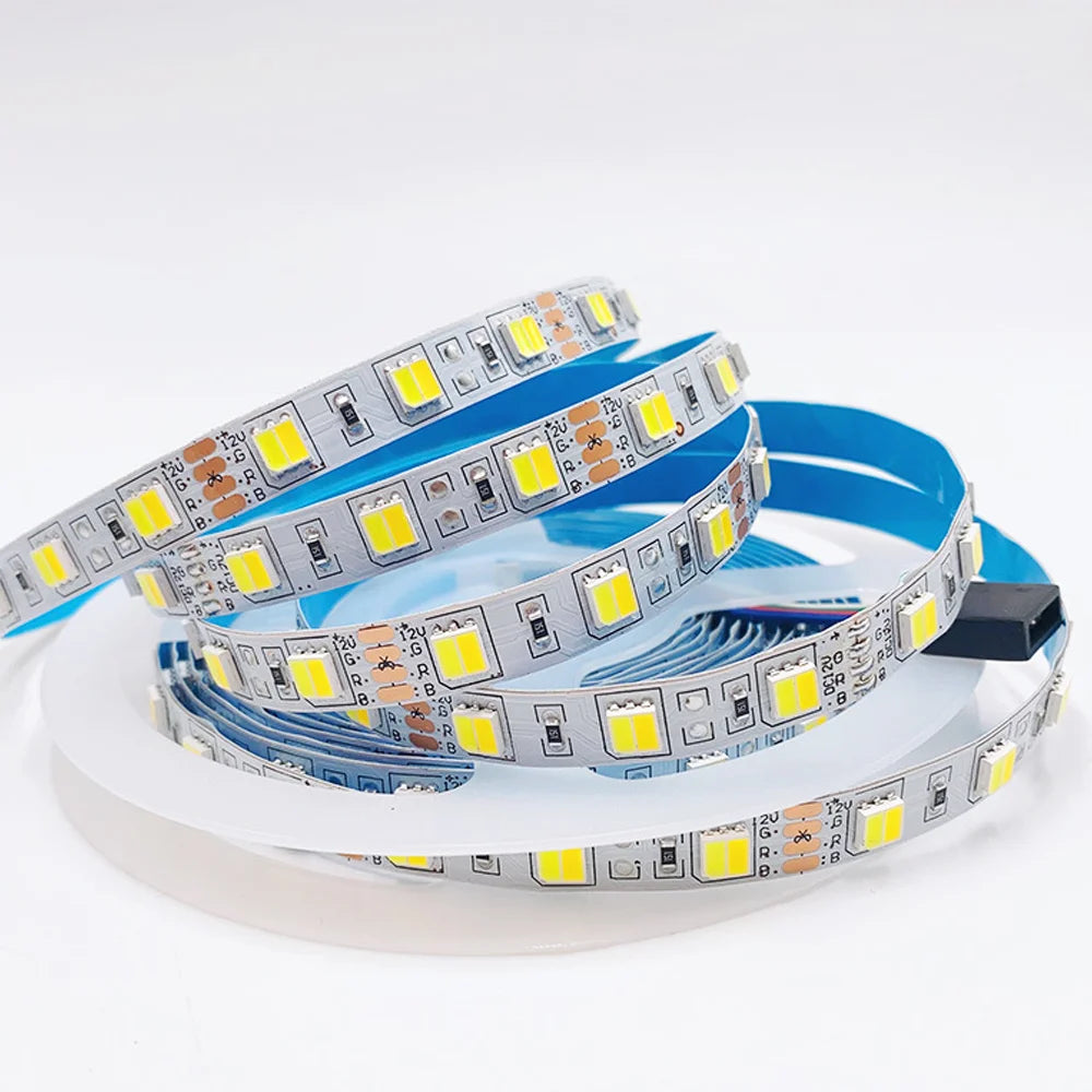 12V 24V 5M SMD 5050 3528  WW/CW RGBCCT 60leds/m 96leds/m 120leds/m 5 Colors In 1 Chip CW+RGB+WW Led Strips Flexible Tape Light