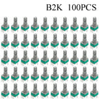 100PCS RK097 Precision Linear Potentiometer Vertical Single Link Shank 15mm D axis B2K B10K B20K B50K B100K B500K B1M