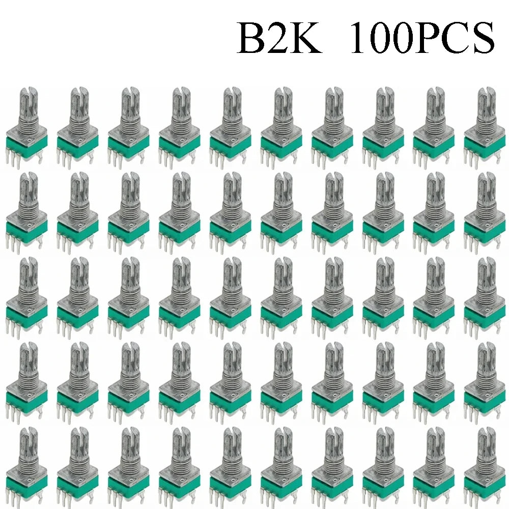 100PCS RK097 Precision Linear Potentiometer Vertical Single Link Shank 15mm D axis B2K B10K B20K B50K B100K B500K B1M