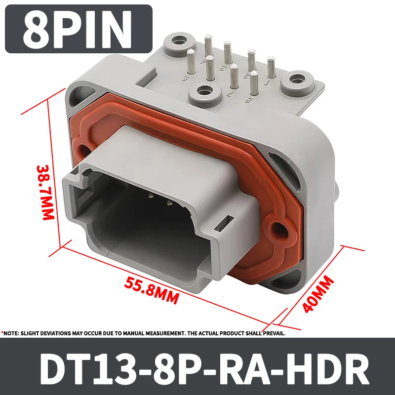 DT13 Series  Waterproof  Automotive PCB Right-Angle Header Connector 2/3/4/6/8/12Pin Male/Female Kit for Car Truck Bus Marine