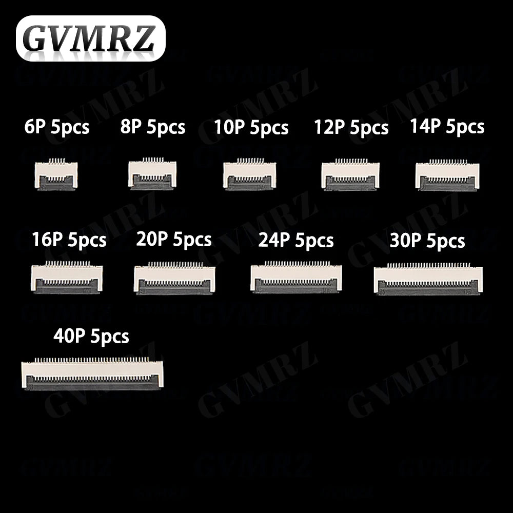 50PCS 0.5mm Pitch Flip Type Under Clamshell Socket FPC FFC Flat Cable Connector 6P 8P 10P 12P 14P 16P 20P 24P 30P 40P Kits