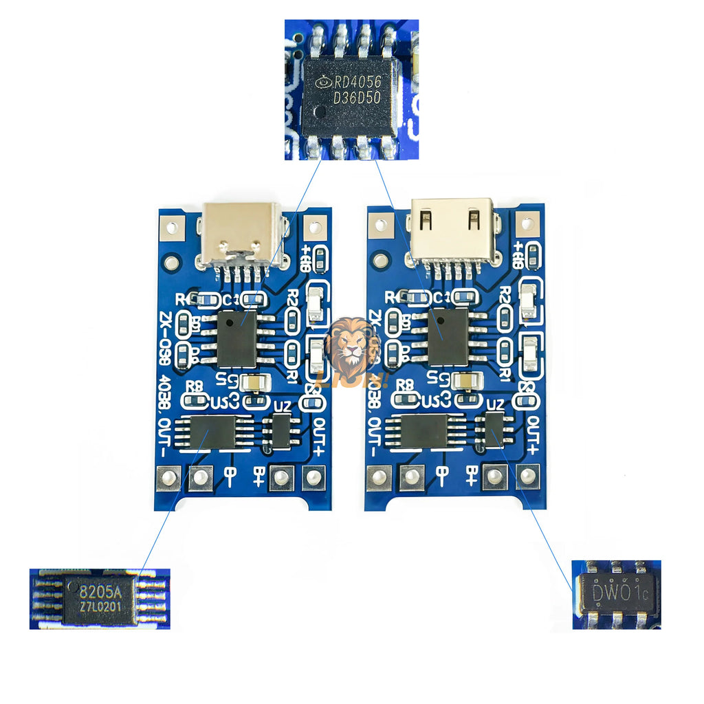 50pcs-100pcs/lot TYPE-C USB interface TP4056 5V 1A Li-ion battery charging board module charging protection 2-in-1