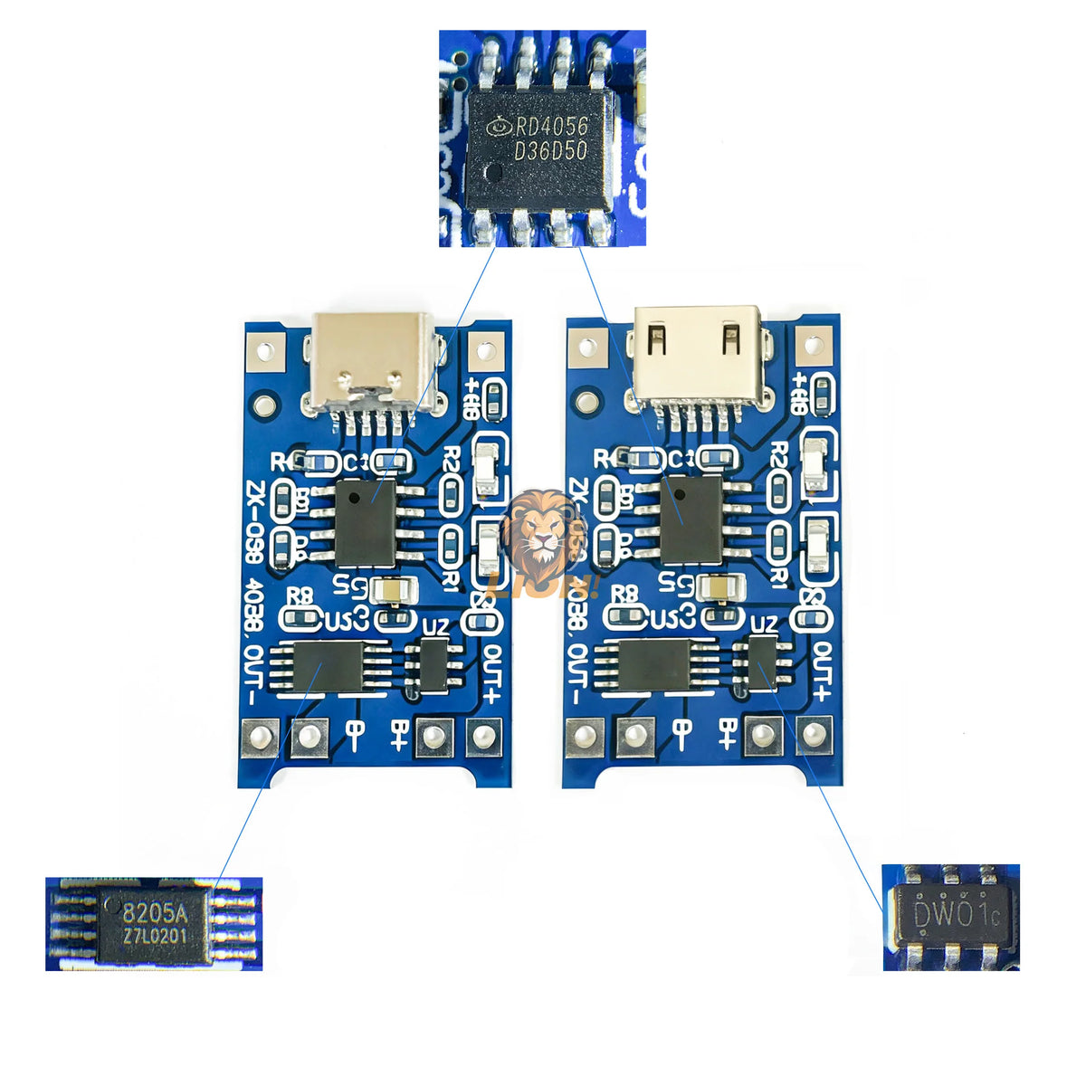 50pcs-100pcs/lot TYPE-C USB interface TP4056 5V 1A Li-ion battery charging board module charging protection 2-in-1